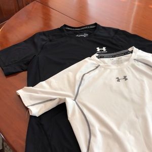2 Under Armour Compression Short Sleeve Shirts. Large